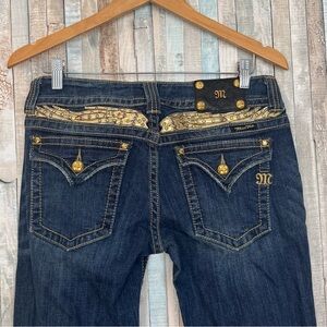 Miss Me 30 Angel Wing Embellished Low Rise Flap Pocket Vintage Bootcut Jeans Y2K